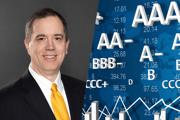Soft margins and rising leverage are straining private credit. Micael Dimler, senior vice president, private corporate credit at Morningstar DBRS warns this could translate into a prolonged, lower-multiple exit environment for private equity sponsors. Photos: Morningstar DBRS , Shutterstock, Montage: Paperjam