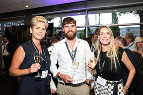 Krisztina Benczik (CNFPC), Matteo Rodolfi (BNY Mellon) and Christelle Ernotte (GCP Consulting) at the 10x6 Talents event, organised by the Paperjam Club at the Kinepolis Kirchberg, 9 July 2024. Photo: Marie Russillo / Maison Moderne