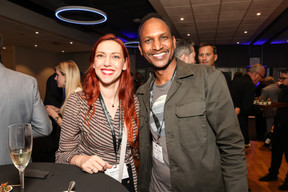Delphine Conrad (Select Luxembourg) and Samuel Simon Araya (List) at the 10x6 Talents event, organised by the Paperjam Club at the Kinepolis Kirchberg, 9 July 2024. Photo: Marie Russillo / Maison Moderne
