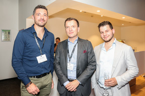 Thibaut Lorin (Fentra Luxembourg), Rémi Fouilloy (Morgan Philips) and Valentin Morello (Paperjam Business Club). Photo: Marie Russillo / Maison Moderne