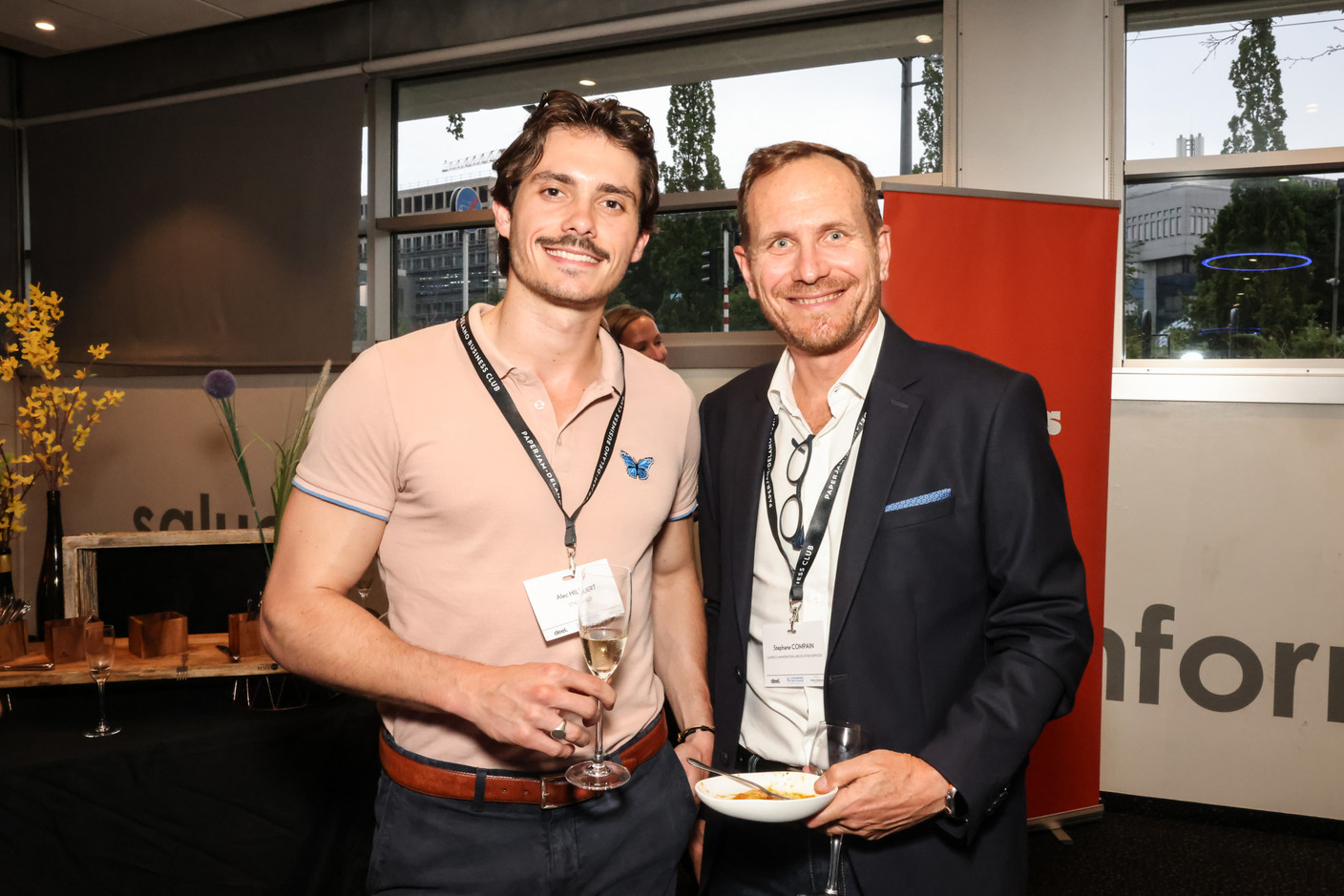 Alec Hilbert (Staysco) and Stéphane Compain (Luxrelo / Immigration & Reloaction Services) at the 10x6 Talents event, organised by the Paperjam Club at the Kinepolis Kirchberg, 9 July 2024. Photo: Marie Russillo / Maison Moderne
