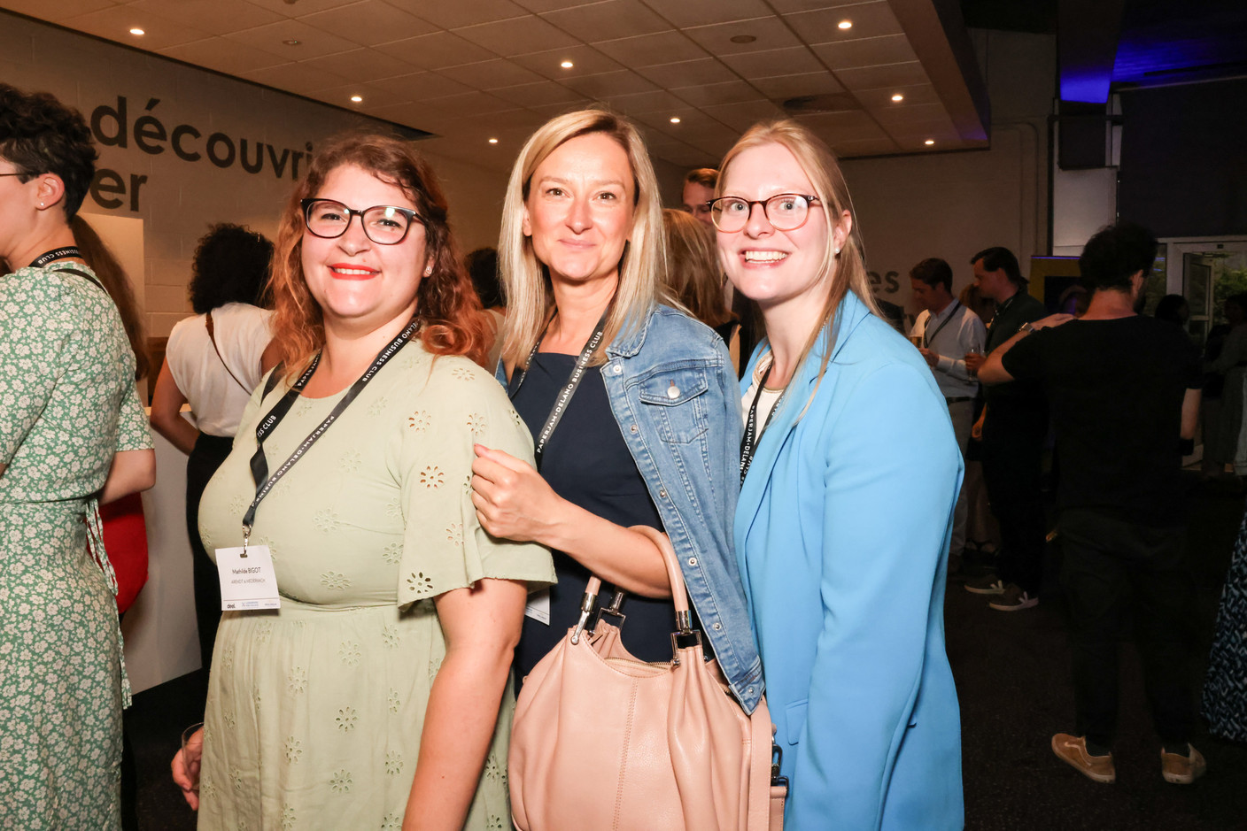 Mathilde Bigot (Arendt & Medernach), Agnieszka Parisse and Madeleine Mahoux (Anderson Wise) at the 10x6 Talents event, organised by the Paperjam Club at the Kinepolis Kirchberg, 9 July 2024. Photo: Marie Russillo / Maison Moderne