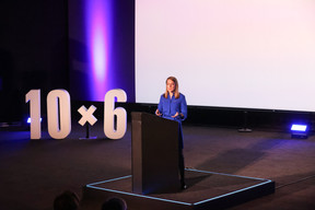 Virginie Laurent (Paperjam+Delano Business Club) speaking at the 10×6 female founders event on 27 February 2024.  Photo: Eva Krins / Maison Moderne