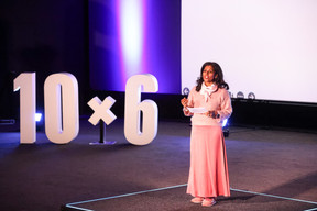 Sofie Geeroms (Jasmonoides LCC) speaking at the 10×6 female founders event on 27 February 2024. Photo: Eva Krins / Maison Moderne