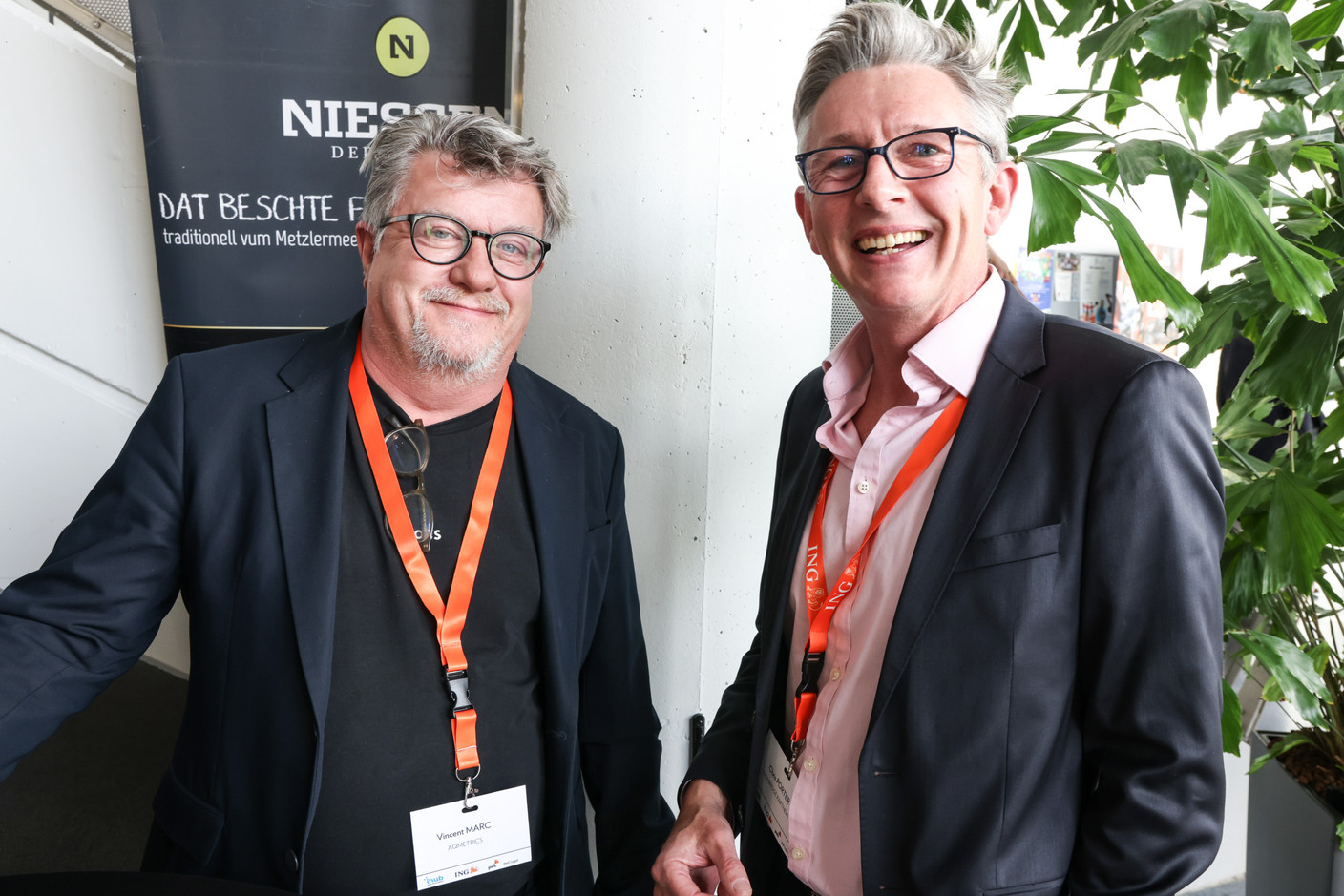 Vincent Marc (Aqmetrics) et Chris Porter (Newbridge Partners). (Photo: Marie Russillo / Maison Moderne)