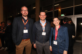 Arnaud Dusausoit (KBC Autolease), Adel Nabhan (Degroof Petercam Luxembourg) et Aline Puget (Maison Moderne). (Photos: Eva Krins/Maison Moderne)