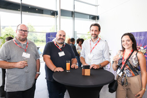 Fabrice Peter, Florent Fernandez, Bob Manet (SNCT) et Laurine Lepezel (Storyboros). (Photo: Marie Russillo/Maison Moderne)