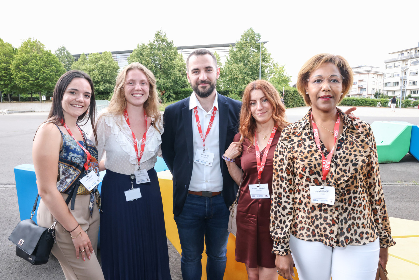 Laurine Lepezel (Storyboros), Eadie Cook, Romain Luga (Elvinger Hoss Prussen), Nicoletta Chirindel (BNP Paribas) et Aicha Bogaert (Trice). (Photo: Marie Russillo/Maison Moderne)