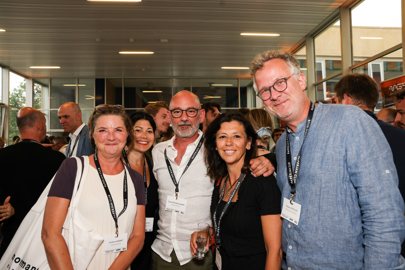 Caroline Jusseret (M3 Architectes), Séverine Cahané (Fondation Pour l’Accès Au Logement – Abitatio), Carlos Esteves Duarte (M3 Architectes), Rossana Sferra (Moreno Architecte) et Grégoire Winckler (Besix Red Luxembourg). (Photos: Eva Krins/Maison Moderne)