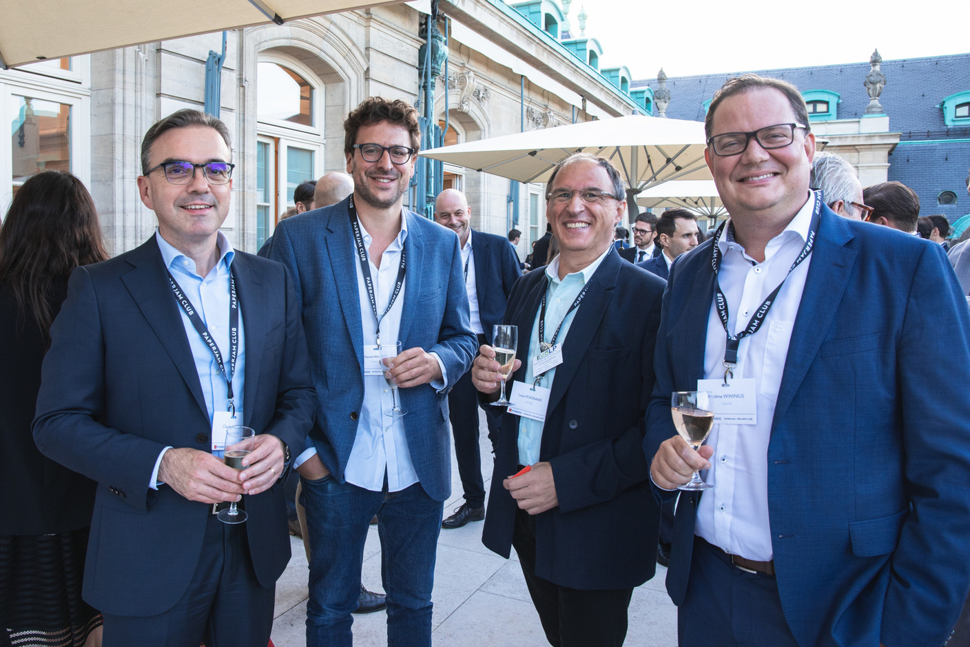 Claude Hirtzig (Spuerkeess), Patrick Malget (Taxx.lu), Louis Pognand (EcoLP) et Jérôme Wiwinius (Lalux) (Photo: Marie Russillo/Maison Moderne)