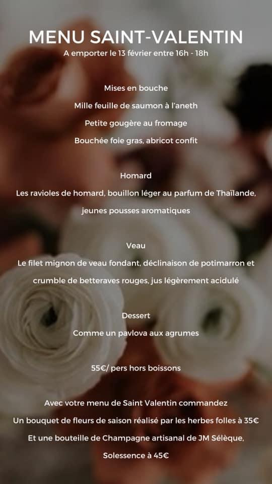 Le menu de Saint-Valentin 2021 de l’Hostellerie du Grünewald. (Photo: DR)