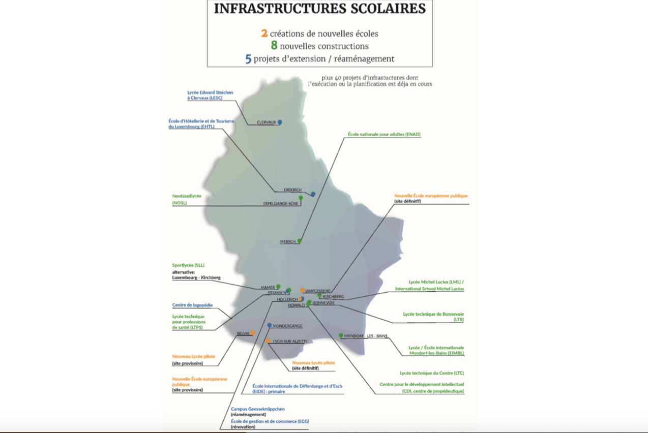 Carte des investissements en infrastructures scolaires. (Illustration: Ministère de l’Éducation nationale)