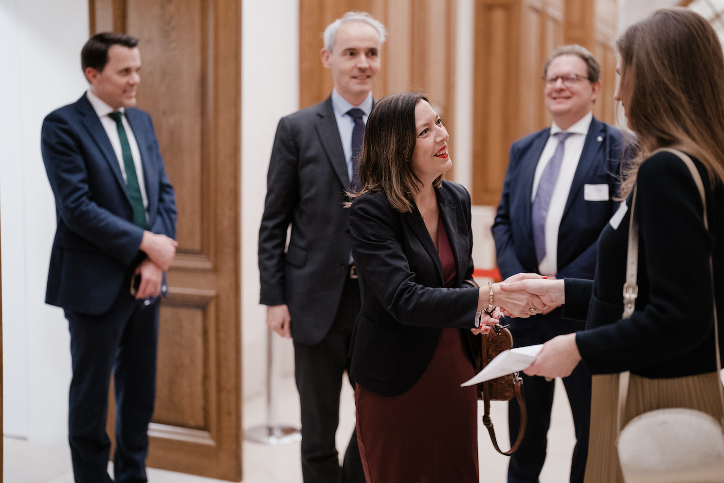 Mischa Eckart (UBS Europe), Sandra Simon et Andras Takacs (CA Indosuez Wealth Europe).  (Photo: Marion Dessard/Fondation de Luxembourg)