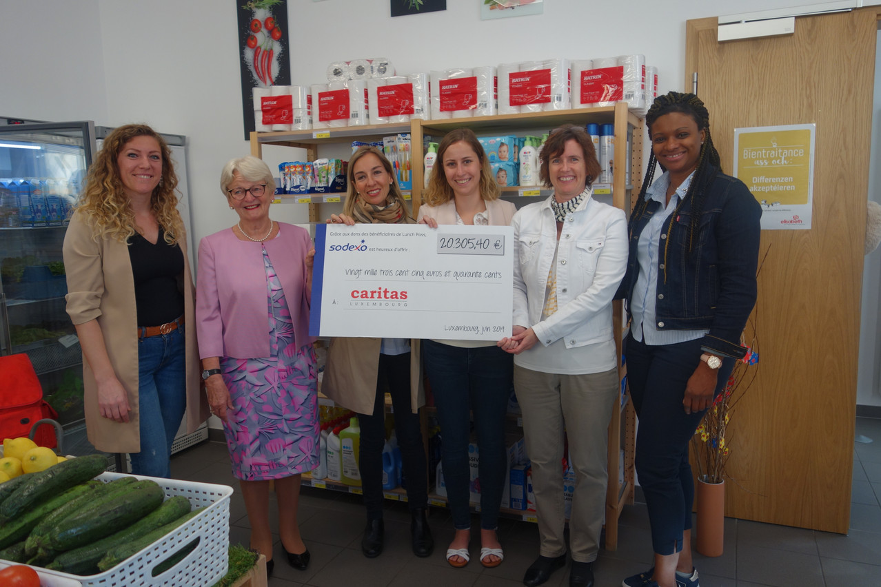 20.000€ collectés grâce aux «Lunch Pass» Sodexo  Photo: Caritas Luxembourg