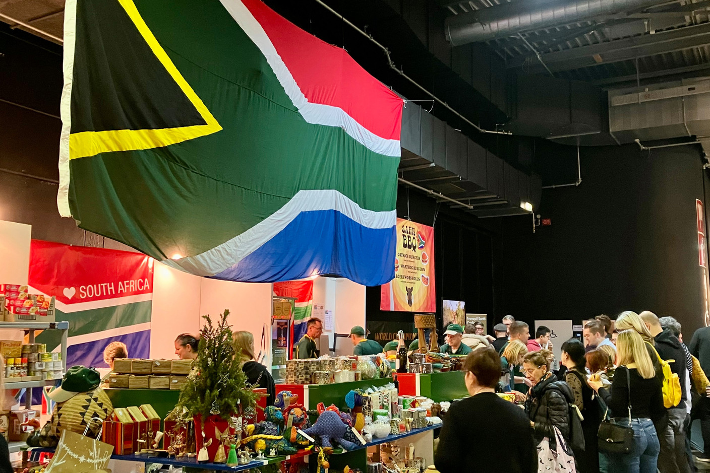 South Africa--which won this year’s Rugby World Cup--had a stand at the Bazar International, where ostrich and warthog burgers were on the menu.  Photo: Lydia Linna/Maison Moderne