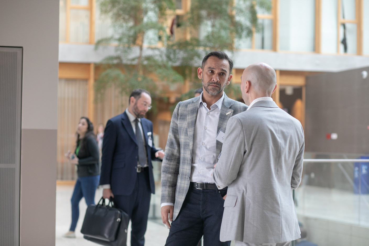 Nasir Zubairi, CEO, Lhoft, and Nestor Verrier, general manager, Swissquote Bank Europe SA, seen at the 2023 Cryptoassets Management Conference, hosted by PwC Luxembourg on 4 May 2023. Photo: Matic Zorman / Maison Moderne