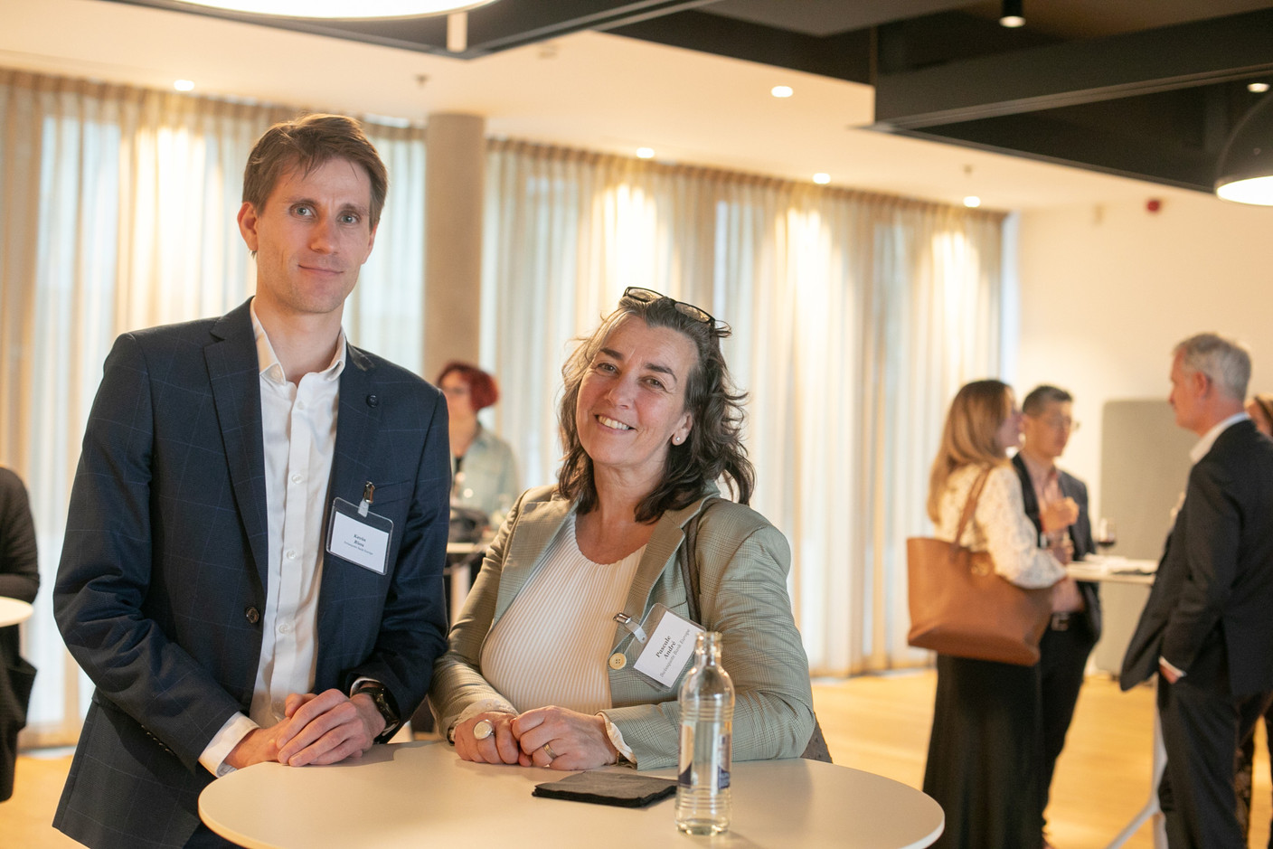 Kevin Riou (Swissquote Bank Europe), Pascale Andre (Swissquote Bank Europe) at the 2023 Cryptoassets Management Conference, hosted by PwC Luxembourg on 4 May 2023. Photo: Matic Zorman / Maison Moderne