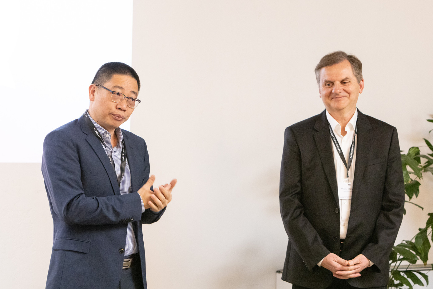 Shaohui Zhang (Euraalex Law Firm) et Massimo Del Medico (NDM Architectura). (Photo: Marie Russillo/Maison Moderne)
