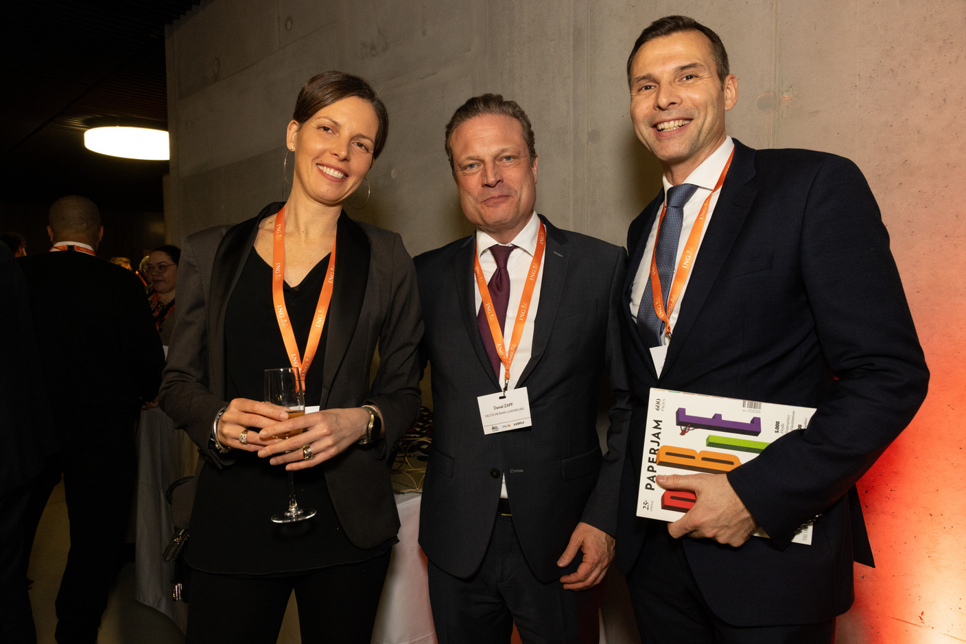 Giulia Iannucci (KnowThyBrand Women), Daniel Zapf and Thorsten Preckur (Deutsche Bank Luxembourg). (Photo: Eva Krins /Maison Moderne)