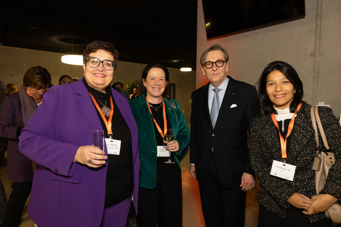 Carin Lobbezoo (Embassy of the Kingdom of the Netherlands), Jean McDonald (Embassy of Ireland), Michel Grevesse-Sovet (Paperjam Club) and Diana Senanayake (IQ-EQ). (Photo: Eva Krins /Maison Moderne)
