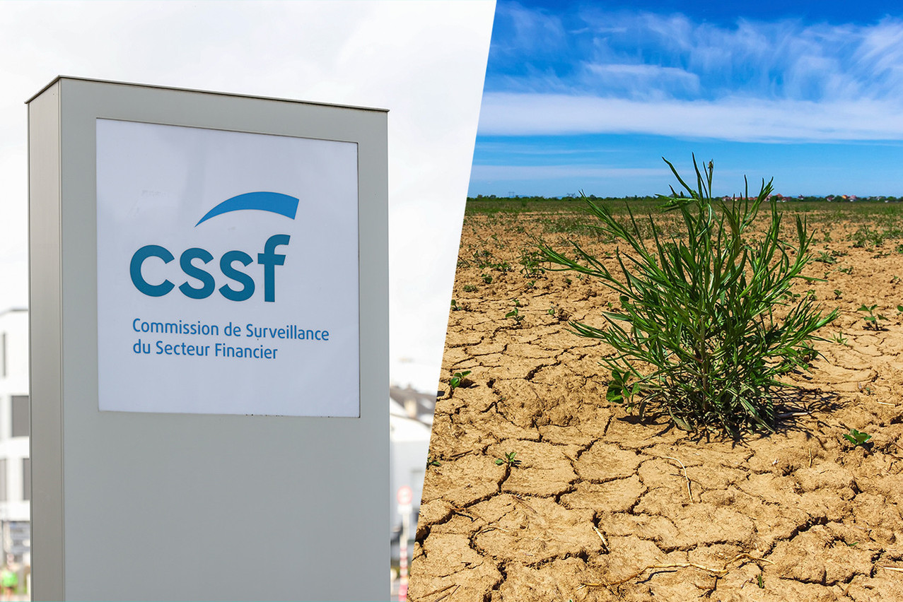 Les cadres de gestion des risques doivent être améliorés pour prendre en compte les facteurs de risque liés au climat et à l'environnement, a déclaré le régulateur financier luxembourgeois, la CSSF, lors d'un webinaire le 20 juin 2023. (Photos : Romain Gamba/Maison Moderne ; Shutterstock. Montage: Maison Moderne)