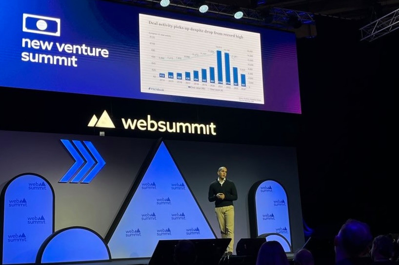 “Our investor survey at web summit reflects cautious optimism. Investors remain committed to transformative sectors like AI and are navigating these challenges with resilience, maintaining a steady investment pace despite rising interest rates,” said Nalin Patel, EMEA private capital analyst at Pitchbook, on Tuesday 12 November 2024, at the Web Summit, which is being held in Lisbon, Portugal, from 11 to 14 November 2024. Photo: Pitchbook