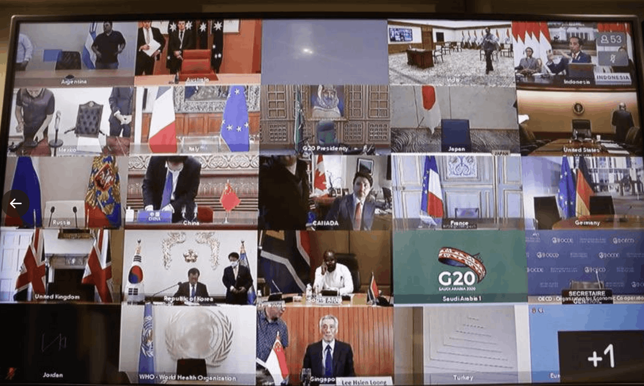 Le sommet extraordinaire du G20 s’est tenu de manière virtuelle jeudi 26 mars. (Photo: Twitter @eucopresident/capture d'écran)