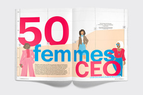 La rédaction de Paperjam mobilisée pour valoriser 50 femmes CEO à la tête d’une entreprise de plus de 100 personnes. ((Illustration: Maison Moderne))