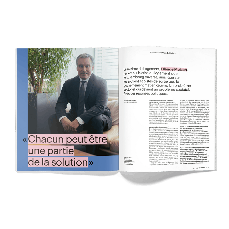 An interview with housing minister Claude Meisch (DP) is featured in Paperjam. Photo: Edouard Olszewski