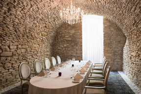 The Vauban lounge and its incredible stone walls. Photo: Le Place d'Armes