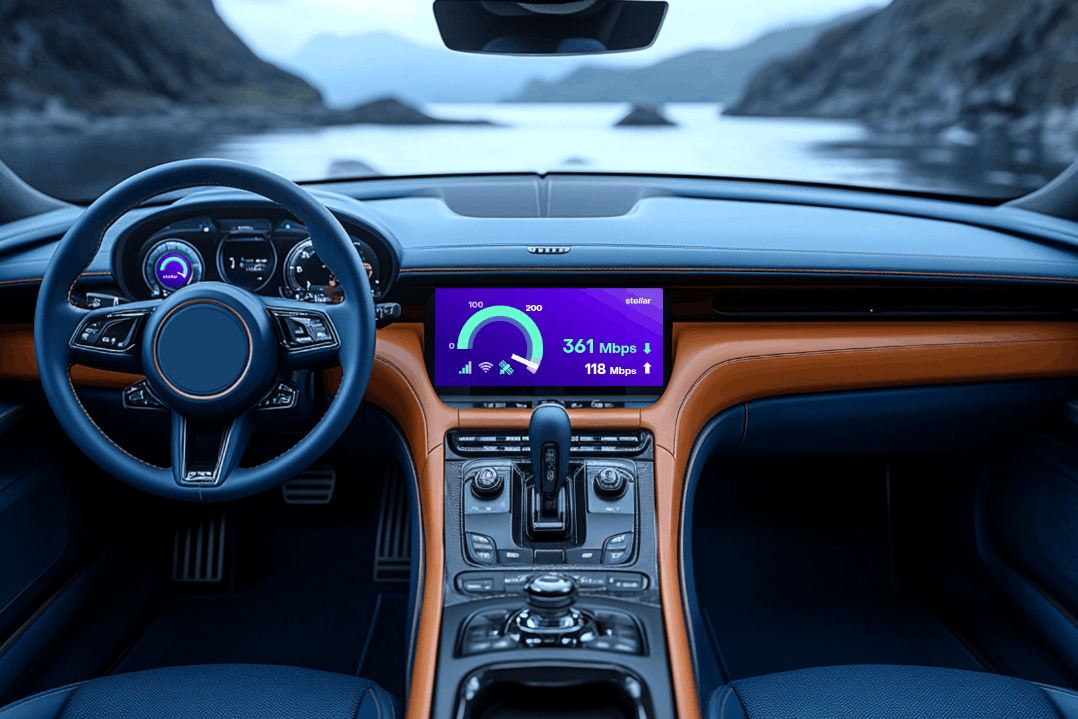 Grâce à STEER®, Stellar apporte une connexion Internet parfaite aux véhicules et aux passagers, même dans les zones les plus reculées, en combinant tous les réseaux cellulaires, Wi-Fi et satellitaires. (Photo: Stellar Telecommunications SAS)