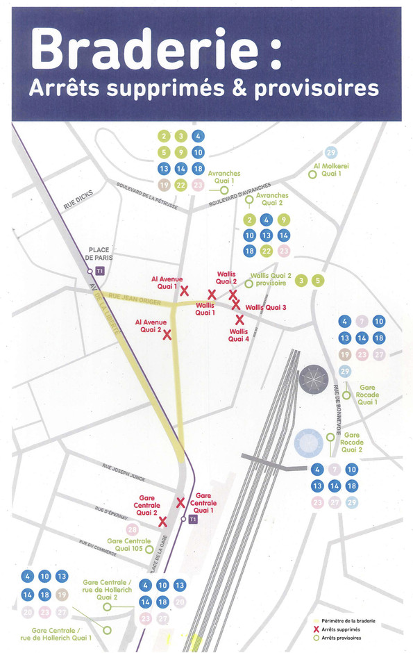 The network of bus routes will also be affected, with some stops being cancelled and others temporarily introduced.  Map from Luxembourg City