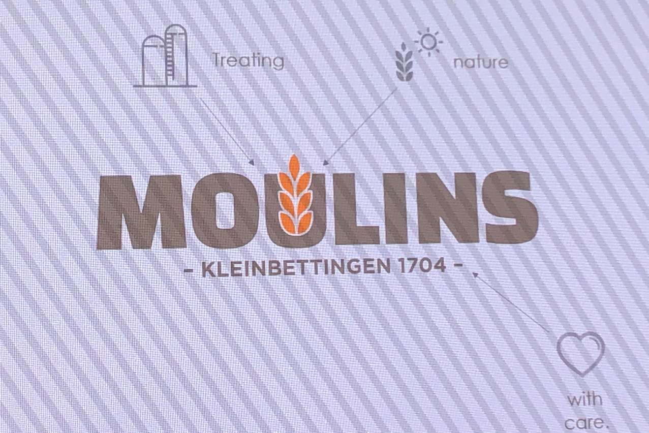Le nouveau logo des Moulins de Kleinbettingen veut mettre l'accent sur l'installation.  (Photo : Mathilde Obert/Paperjam)