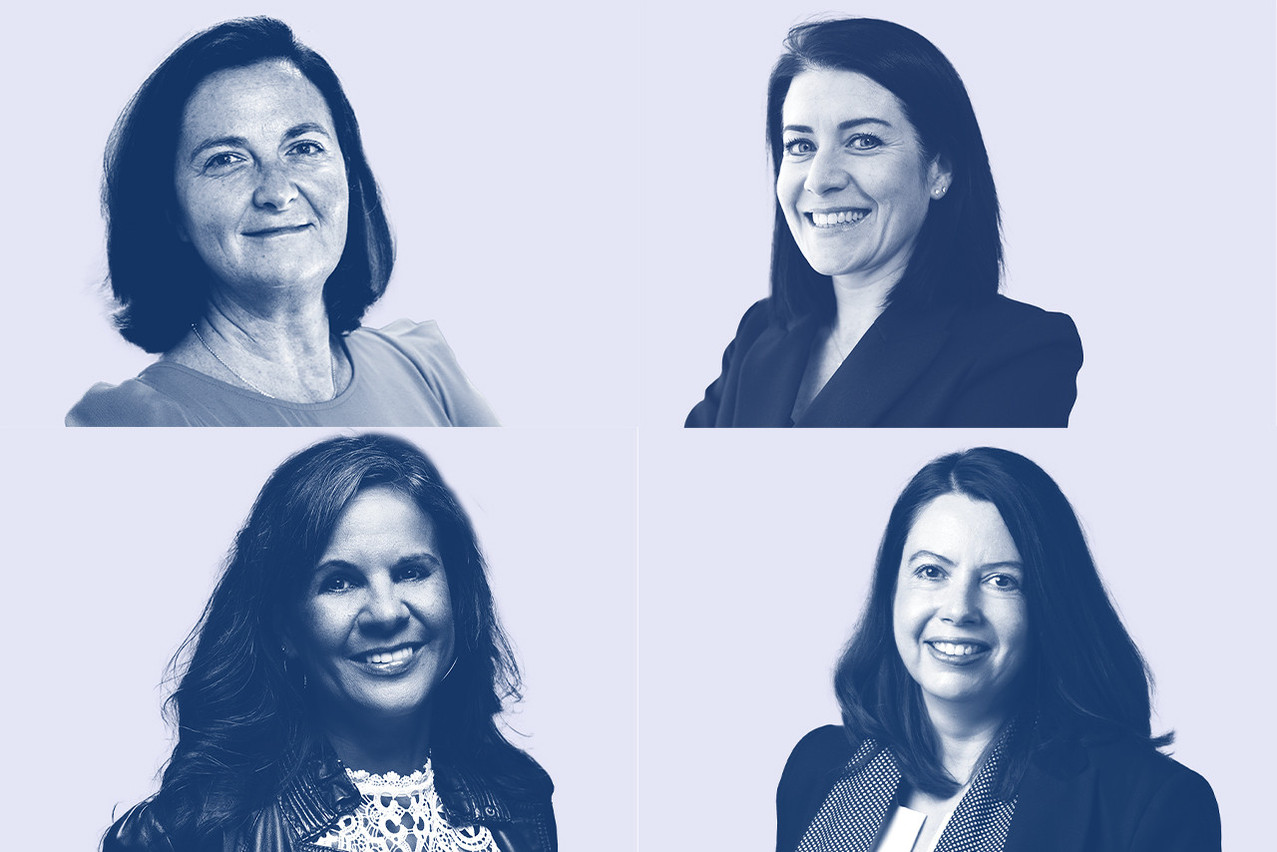 Claire Audollent (DRH Université du Luxembourg); Lise Roda (DRH Banque Pictet & Cie); Magali Maillot (DRH A&O Shearman) et Delphine Bath (DRH La Mondiale Europartner) (Photos: Université du Luxembourg, La Mondiale Europartner, Banque Pictet & Cie et A&O Shearman)