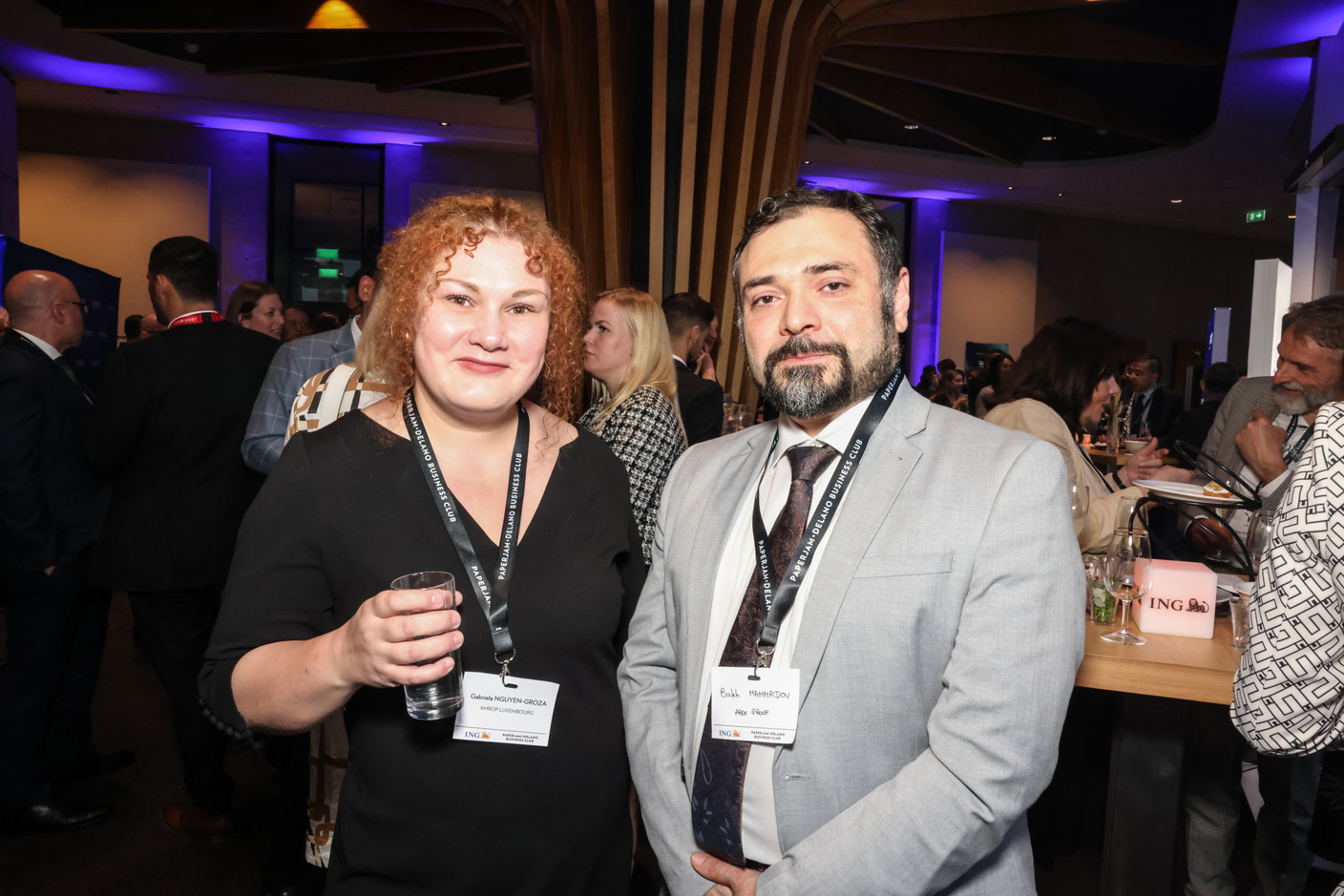 Gabriela Nguyen-Groza (Amrop Luxembourg) et Bakh Mammadov (Apex Group). (Photo: Marie Russillo/Maison Moderne)