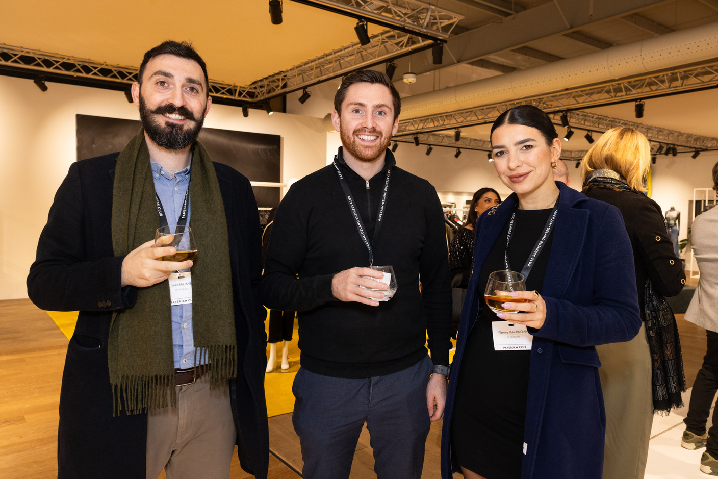 Sean Salhab, Kyle Graham and Plamena Martinova (J.P. Morgan) at the Paperjam Club’s Let’s Taste: Caviar & Champagne event, held at the Smets Concept Store, 14 November 2024. Photo: Eva Krins/Maison Moderne