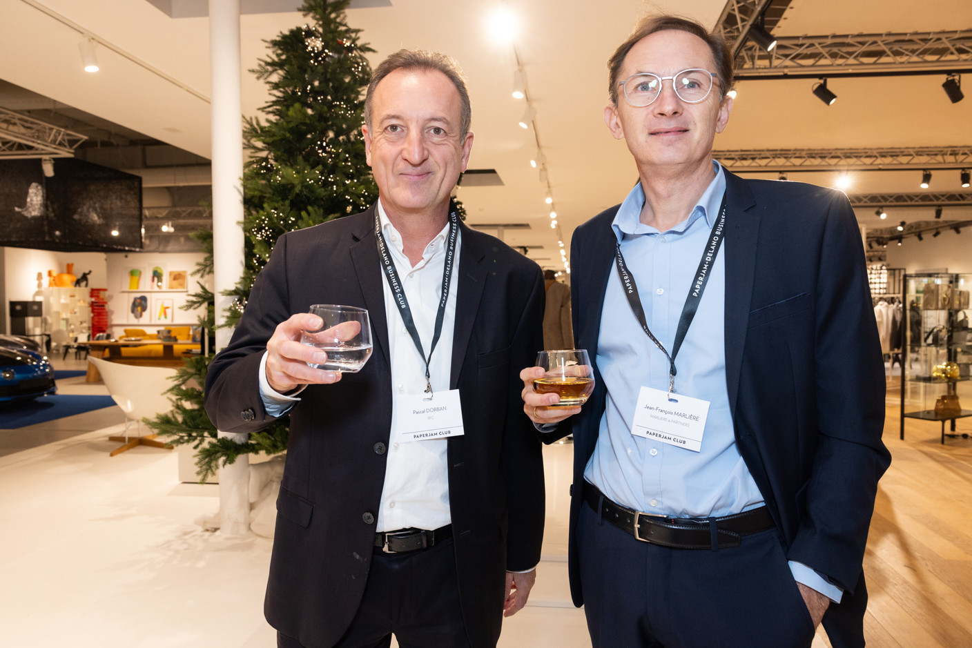 Pascal Dorban (SFC Conseil) and Jean-François Marlière (Marlière & Partners) at the Paperjam Club’s Let’s Taste: Caviar & Champagne event, held at the Smets Concept Store, 14 November 2024. Photo: Eva Krins/Maison Moderne