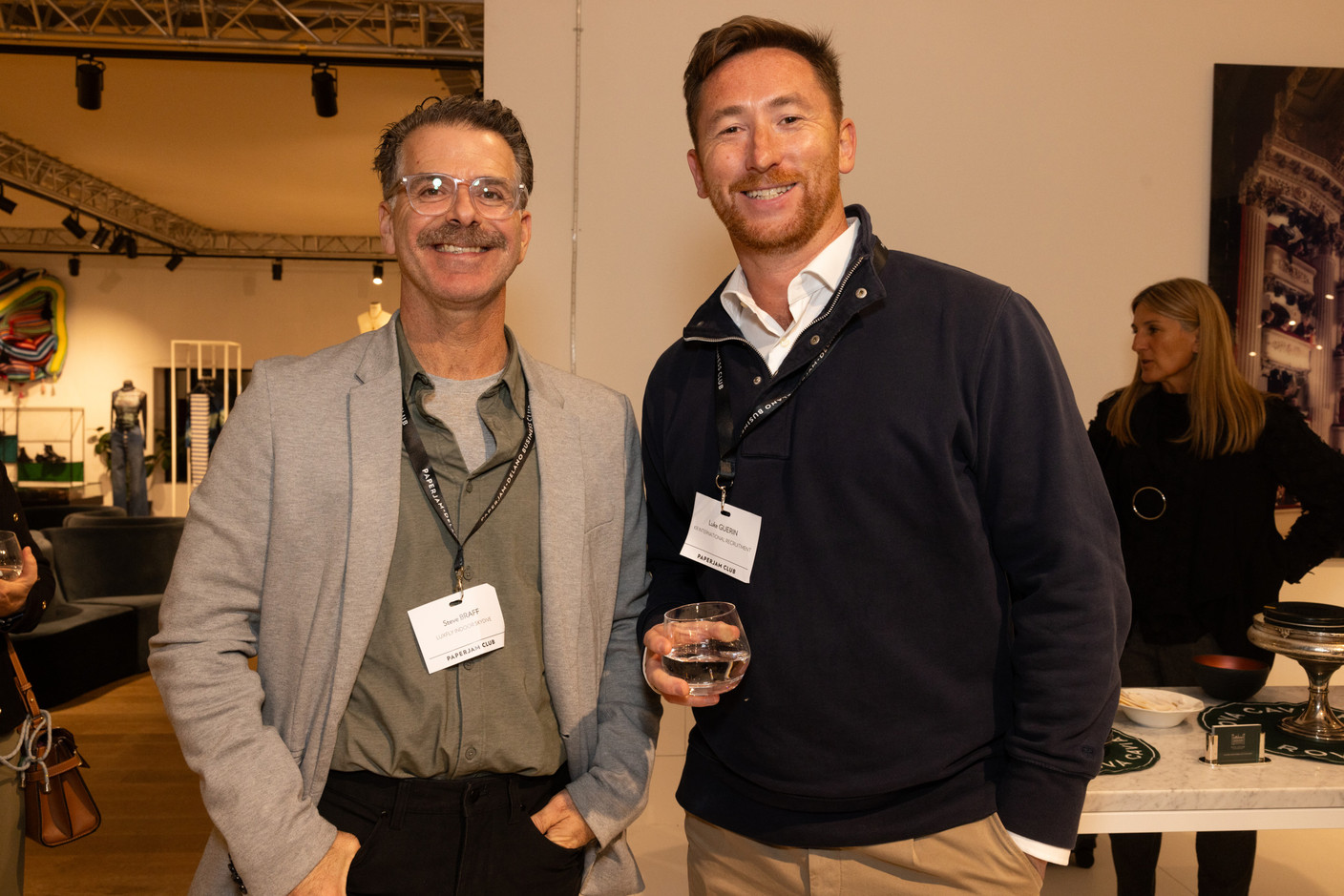 Steve Braff (Luxfly Indoor Skydive) and Luke Guerin (KR International Recruitment) at the Paperjam Club’s Let’s Taste: Caviar & Champagne event, held at the Smets Concept Store, 14 November 2024. Photo: Eva Krins/Maison Moderne