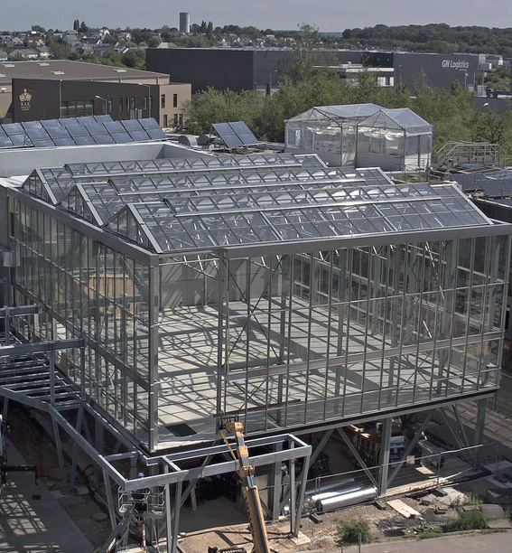 A two-storey high greenhouse was built on the roof of the IFSB restaurant. (Photo: IFSB)