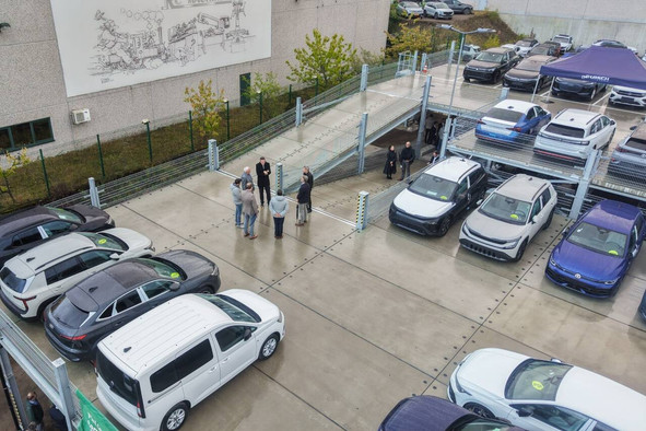 Le prototype de Recopark, à Junglinster, permet de tester une structure de parking modulaire, entièrement démontable et réutilisable. (Photo: Flavio Da Costa/fagency.lu)