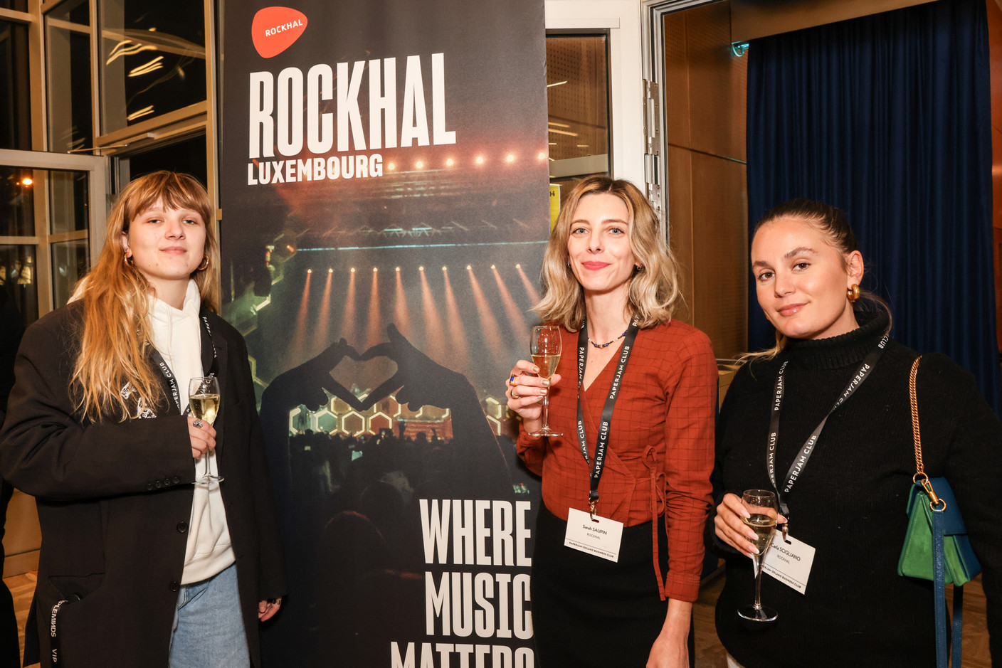 Ninon Soulié, Sarah Saupin and Carla Scigliano (Rockhal) at the Generation Z 10×6 event on Tuesday 28 November 2023. Photo: Marie Russillo / Maison Moderne