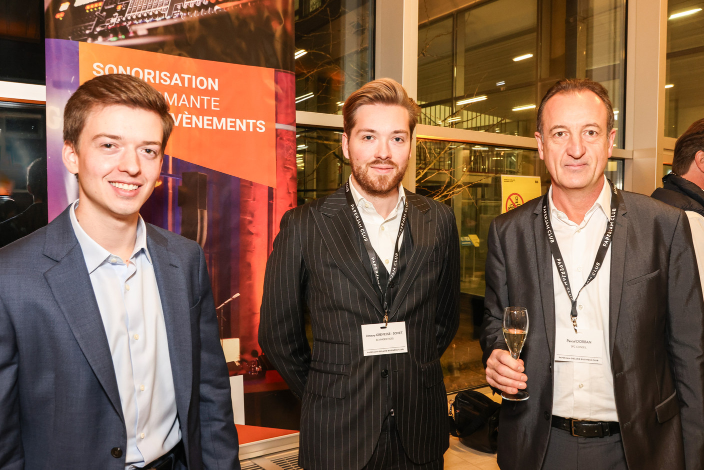 Alexandre Roderich (Goosty), Amaury Grevesse-Sovet and Pascal Dorban (SFC Conseil) at the Generation Z 10×6 event on Tuesday 28 November 2023. Photo: Marie Russillo / Maison Moderne