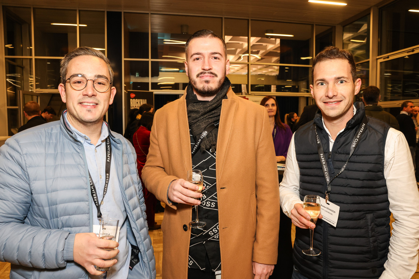 Julien Lucena, Stephan Lopes and Sébastien Demaison (Post Luxembourg) at the Generation Z 10×6 event on Tuesday 28 November 2023. Photo: Marie Russillo / Maison Moderne