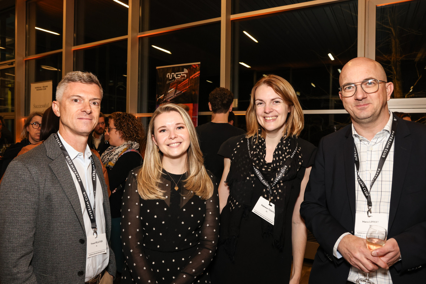 Vincent Pelletier, Johanna Lindberg, Stéphanie Tosato and Marco Lippert (Banque Internationale à Luxembourg) at the Generation Z 10×6 event on Tuesday 28 November 2023. Photo: Marie Russillo / Maison Moderne