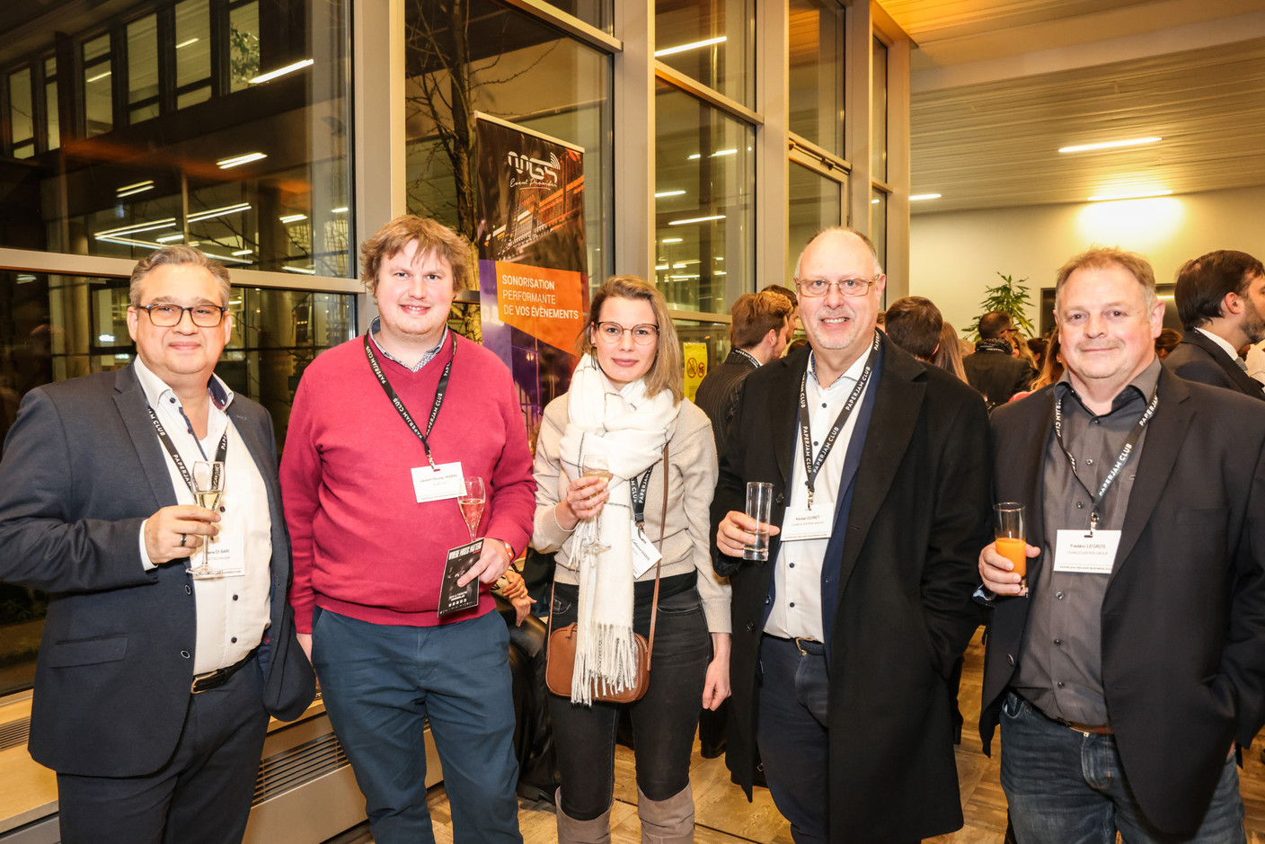Pierre Di Bari (Electro Hauser), Laurent-Nicolas Marin, Anne-Catherine Marin (De Belsch), Michel Goret and Frédéric Legros (Charles Kieffer Group) at the Generation Z 10×6 event on Tuesday 28 November 2023. Photo: Marie Russillo / Maison Moderne