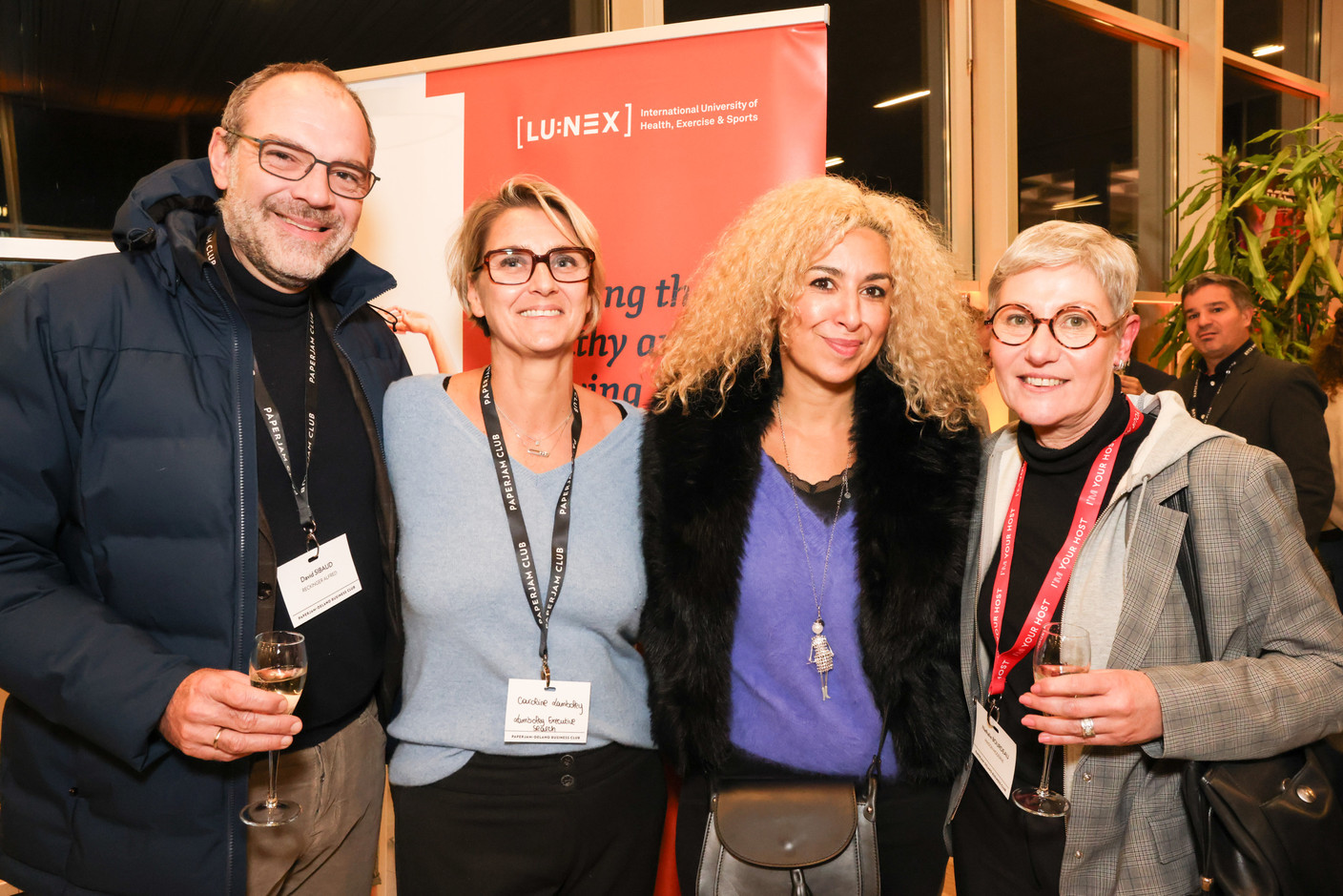 David Sibaud (Reckinger Alfred), Caroline Lamboley (Lamboley Executive Search), Naouelle Tir (Prolingua) and Nathalie Bourdeau (Maison Moderne) at the Generation Z 10×6 event on Tuesday 28 November 2023. Photo: Marie Russillo / Maison Moderne