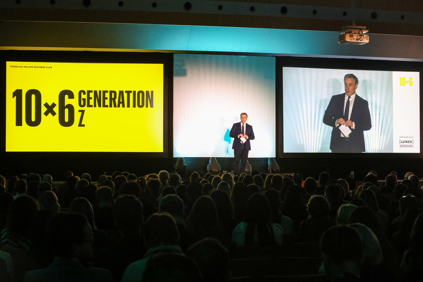 Claude Meisch (DP, minister for national education, children and youth) gave opening remarks at the Generation Z 10×6 event on Tuesday 28 November 2023. Photo: Marie Russillo / Maison Moderne
