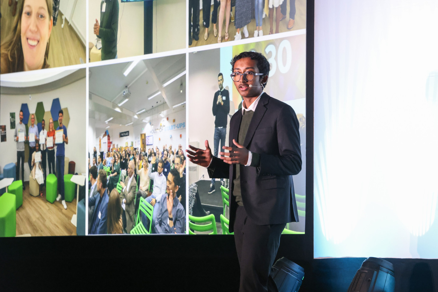 Arnit Dey (Athénée du Luxembourg) was one of the 10 speakers at the Generation Z 10×6 event on Tuesday 28 November 2023.. Photo: Marie Russillo / Maison Moderne