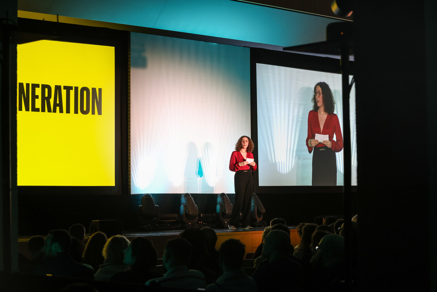 Laly Chivard (Mérite Jeunesse) was one of the 10 speakers at the Generation Z 10×6 event on Tuesday 28 November 2023. Photo: Marie Russillo / Maison Moderne