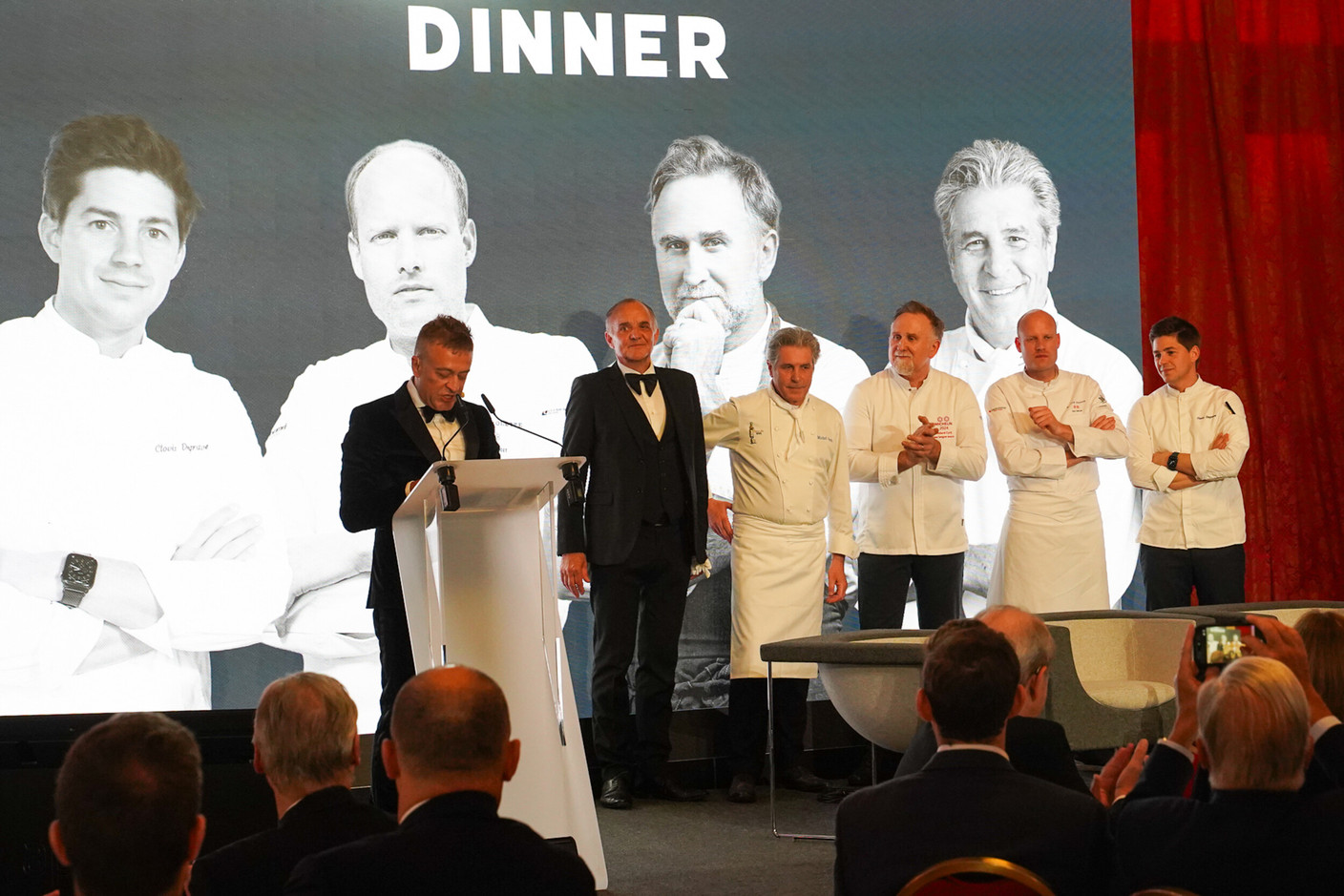  Alban Aubrée and ‘his’ chefs Jan Verhelle Dine Prive, Michel Roth, Cyril Molard, Thijs Vervloet and Clovis Degrave (Photo: EY)